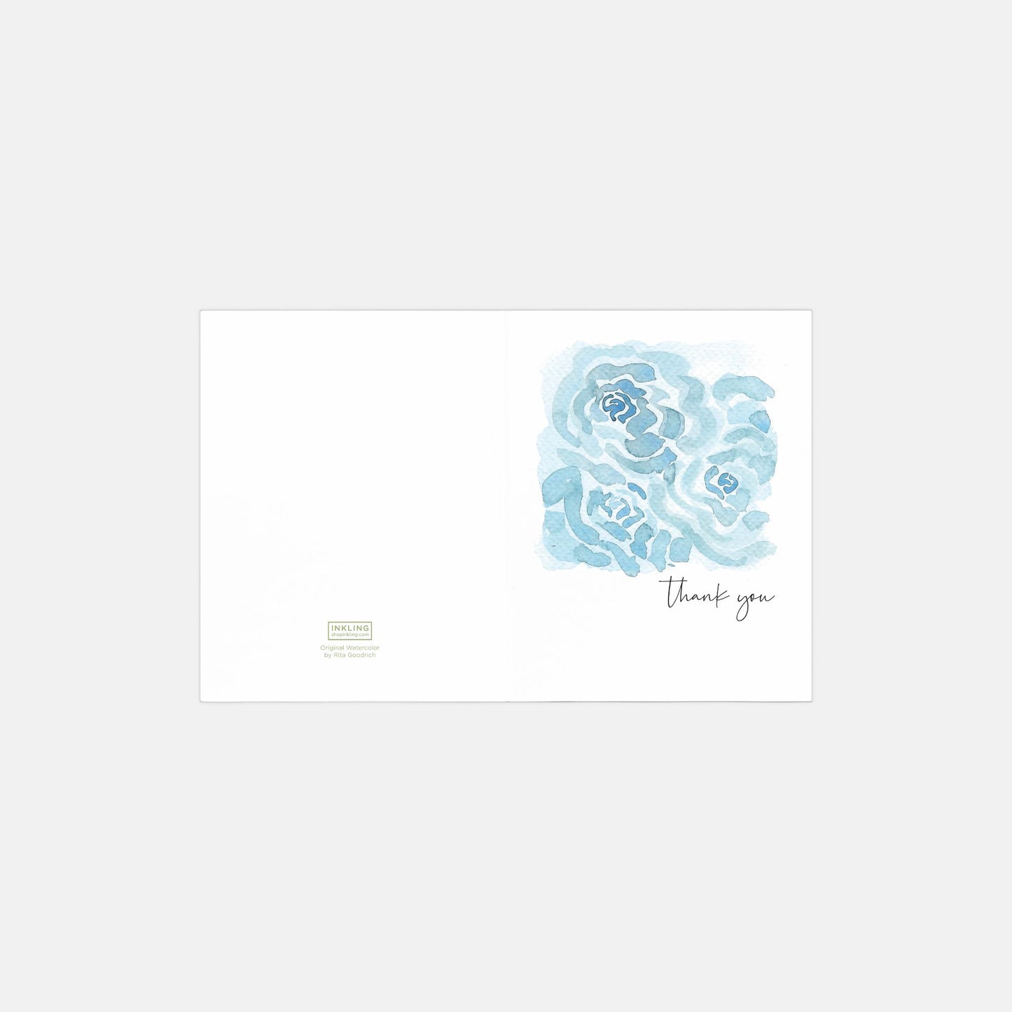 Thank You Notecards w Blue Floral Watercolor Original Art