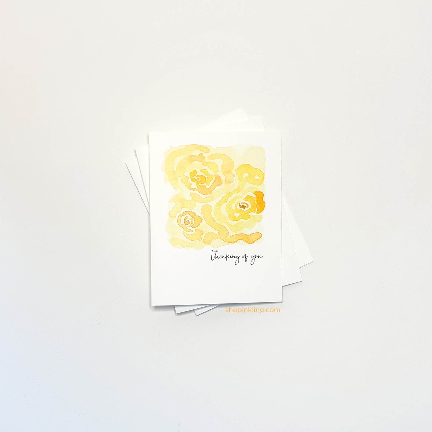 Thinking of You Notecards w Yellow Floral Watercolor Original Art