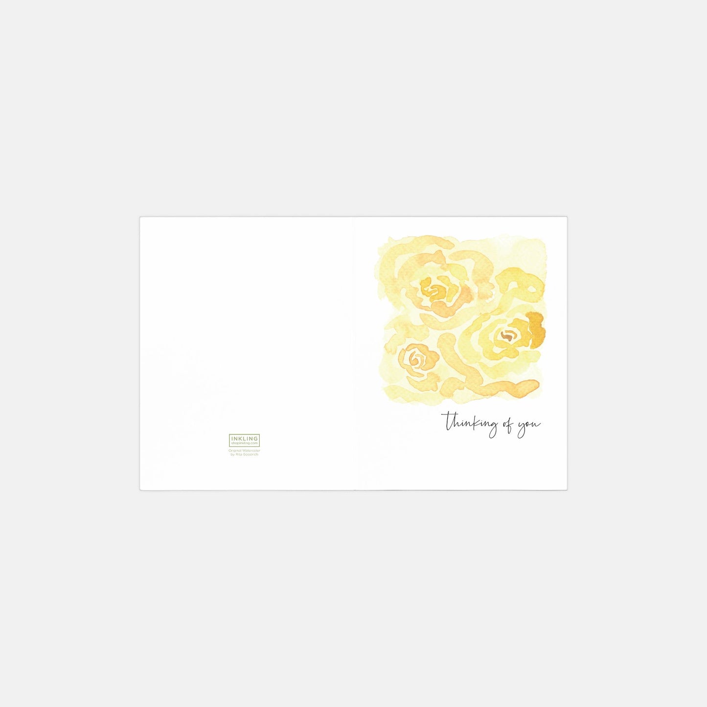 Thinking of You Notecards w Yellow Floral Watercolor Original Art